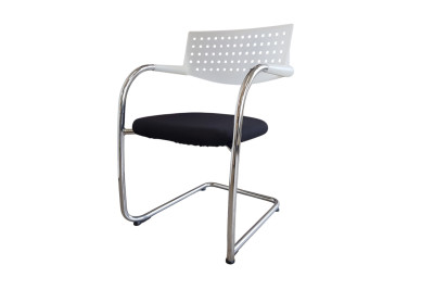 Vitra VisaVis Freischwinger Stoff / Schwarz / Weiß