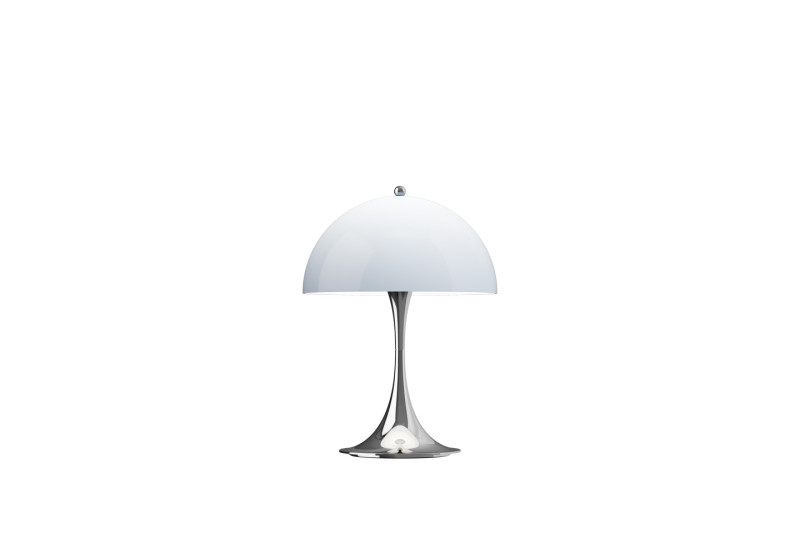 Louis Poulsen Panthella V3 Mini 250 Portable (In- & Outdoor) Tischlampe / Chrome Opal Blue Grey
