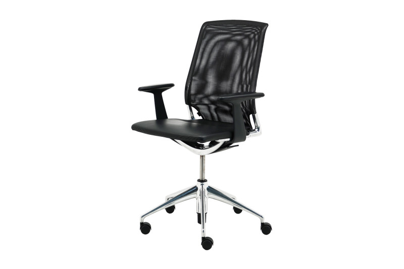 Vitra Meda Chair Silla giratoria de oficina Malla / Cuero / Negro