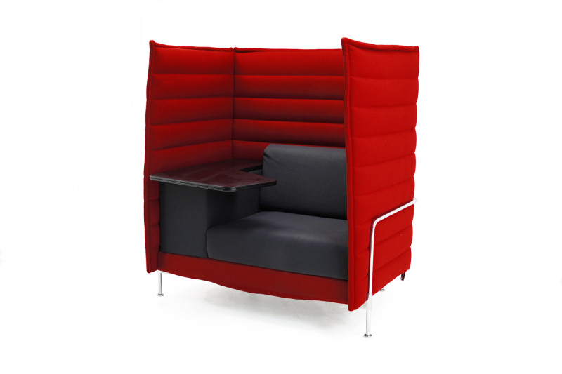 Canapé Vitra Alcove Plus Work Tissu / Gris / Rouge