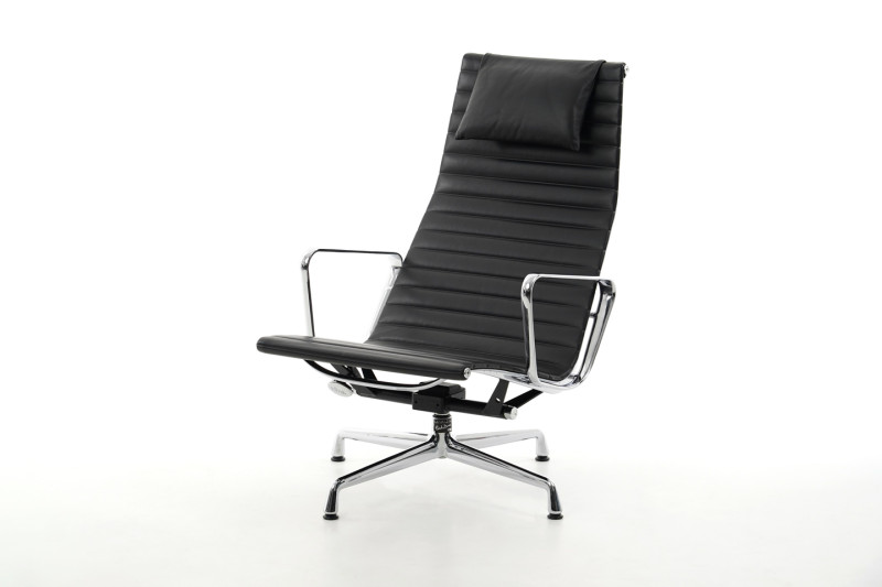 Vitra EA 124 Sessel Leder / Schwarz