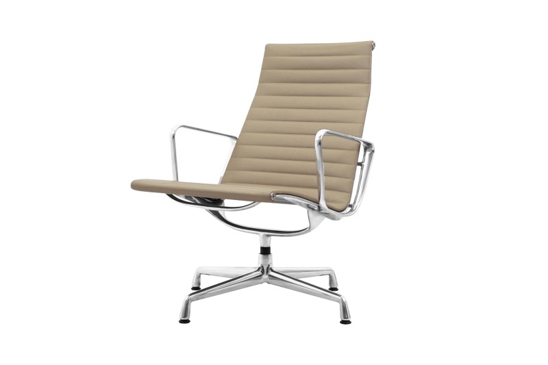 Vitra Aluminium Group Chair EA 115 Leunstoel Leder / Wit