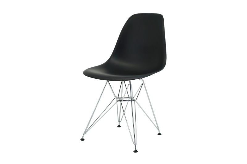 Vitra Eames Silla auxiliar de plástico DSR / Negra