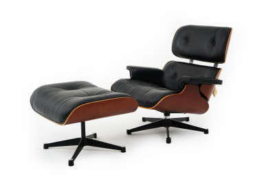 Vitra Eames Lounge Chair & Ottoman Leder / Schwarz