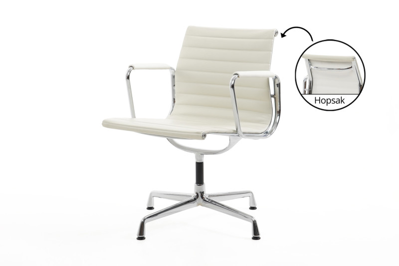 Vitra EA 108 leer / wit / lichtgrijs *draaibaar met lederen bekleding*
