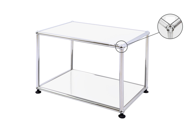 USM Haller Beistelltisch Glas / Reinweiß RAL 9010 50 x 35 cm