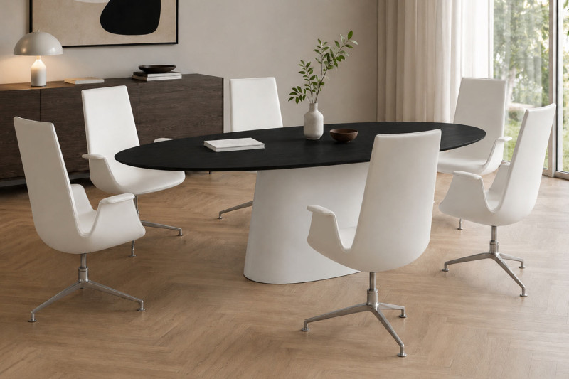Emmemobili UFO Tisch / Holz / Schwarz / Weiß / 200 x 100 cm
