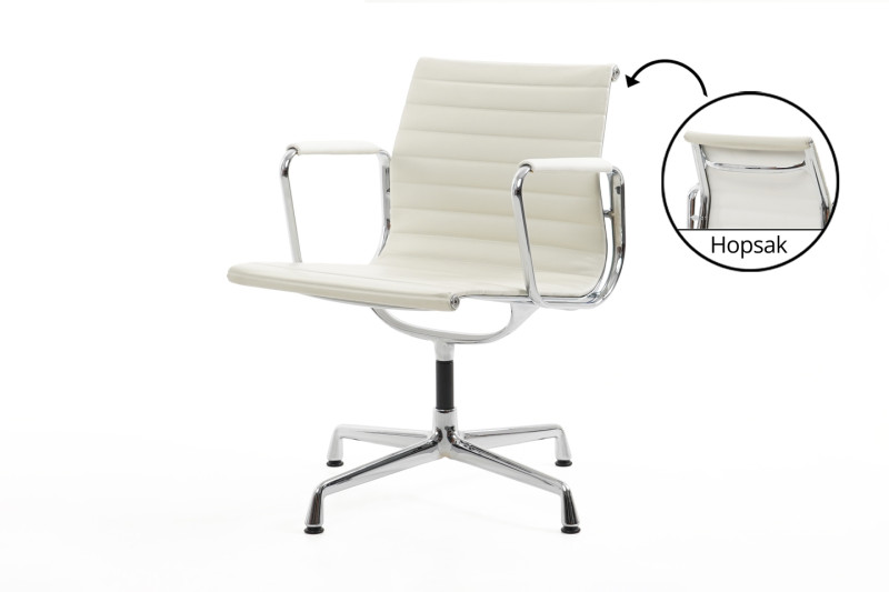 Vitra EA 108 Leder / Weiß / Hellgrau *drehbar mit Lederauflagen*