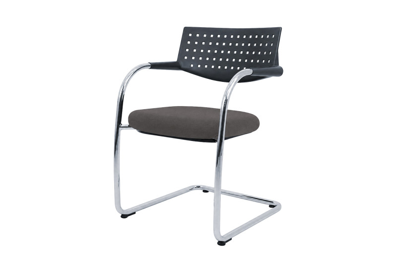 Vitra VisaVis, silla cantilever, tela / gris
