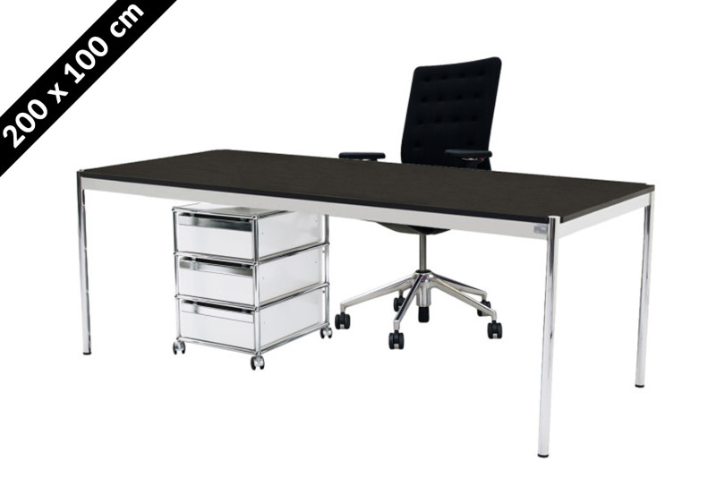 USM Haller Tisch & Rollcontainer - Vitra ID Trim - 200 x 100 cm