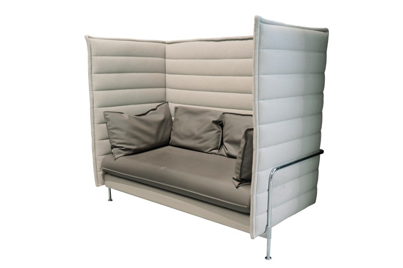 Vitra Alcove Highback Two-Seater Stoff / Beige Kunstleder / Grau-Braun