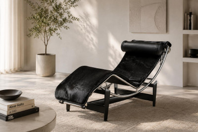 Cassina LC4 CHAISELONGUE Liege Fell / Schwarz