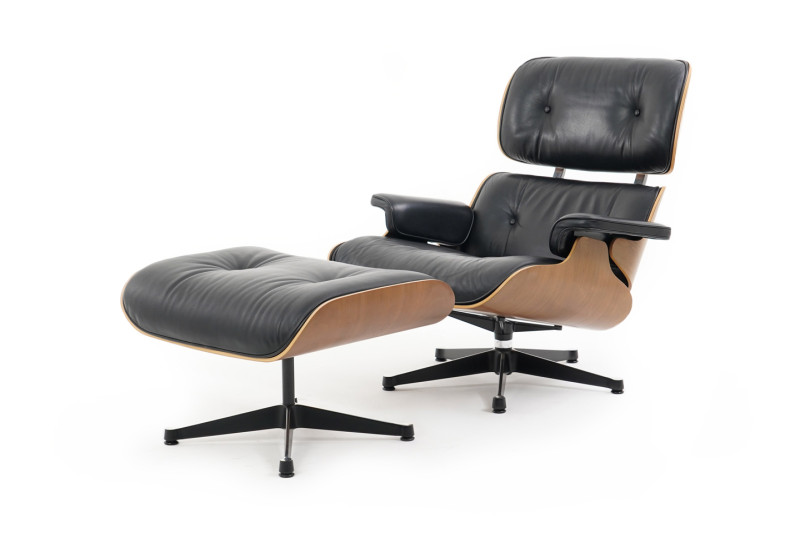 Vitra Eames Lounge Chair XL & Ottoman Leder / Schwarz