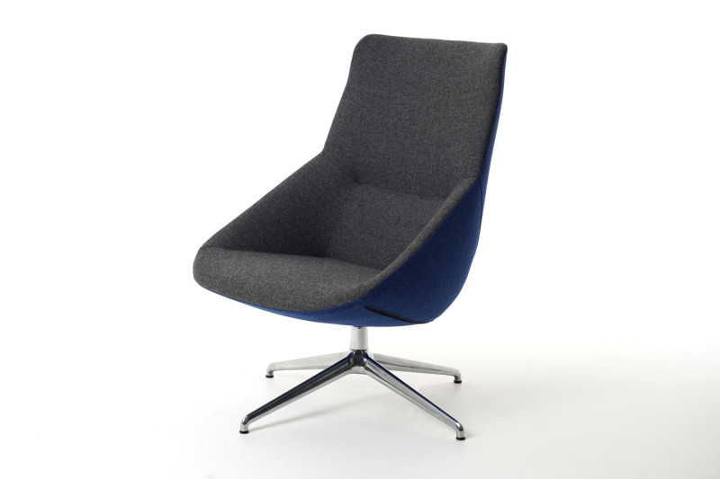 esPattio Bow Chair Lounge Sessel Stoff / Grau / Blau