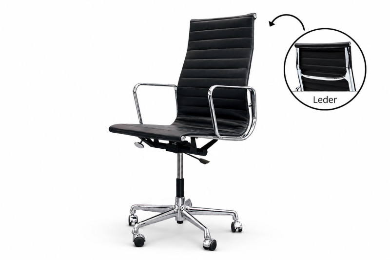 Vitra Aluminium Group EA 119 Siège Pivotant de Bureau Cuir / Noir