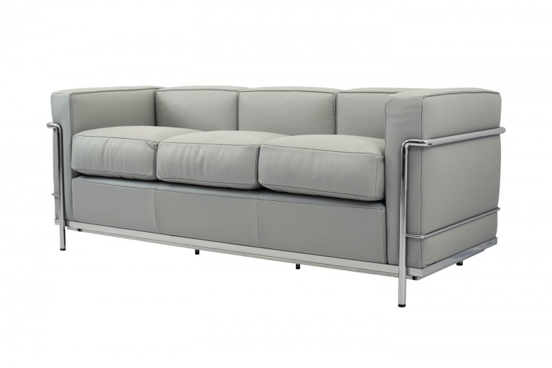 Cassina LC2 Le Corbusier Three-Seater Sofa Leather / Grey