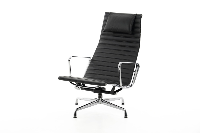 Vitra EA 124 Sessel Leder / Schwarz