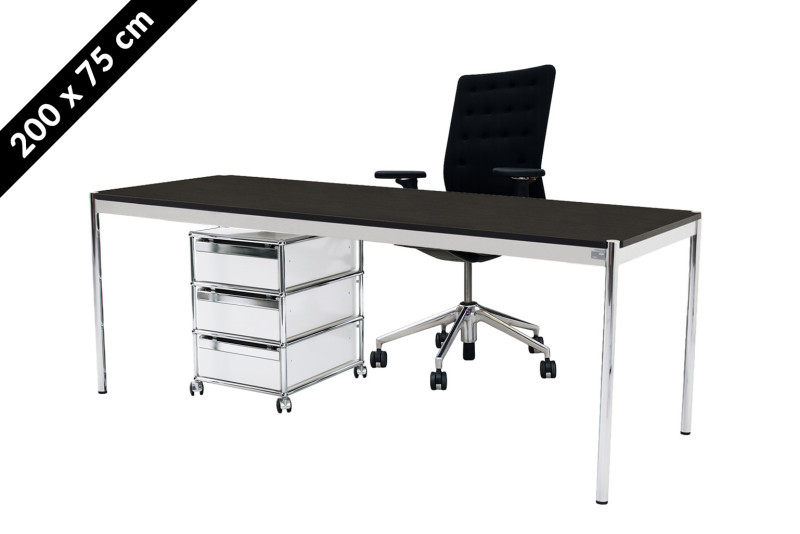 USM Haller Tisch & Rollcontainer - Vitra ID Trim - 200 x 75 cm