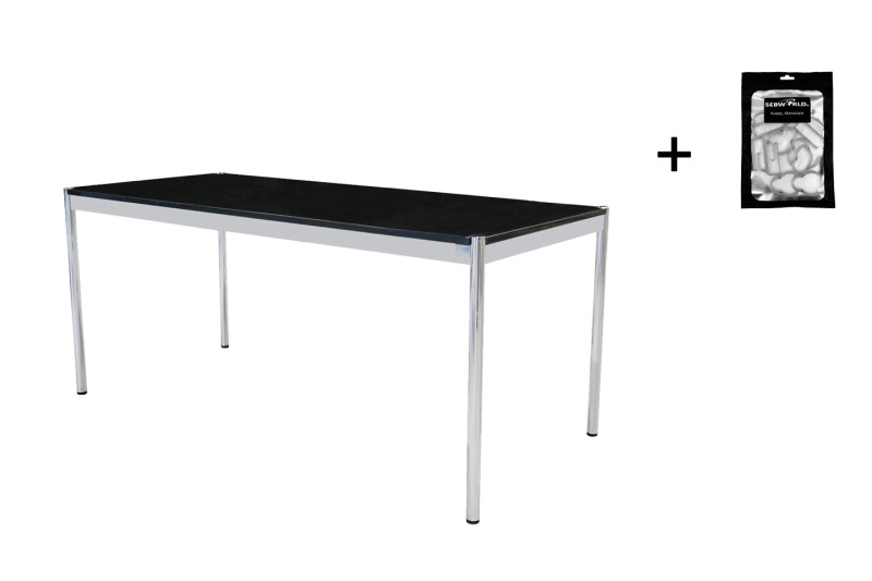 USM Haller Schreibtisch Granit / Schwarz 175 x 75 cm