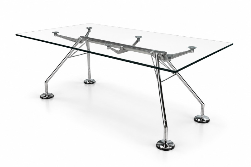 Table de réunion Tecno Nomos en verre, 160 x 80 cm