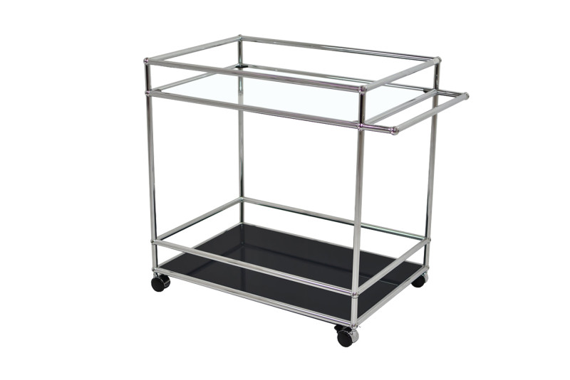 USM Haller Chariot de Bar Verre / Noir Graphite RAL 9011