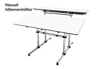 USM Kitos M Schreibtisch / Projekttisch manuell höhenverstellbar Kunstharz / Weiß 150 x 75 cm