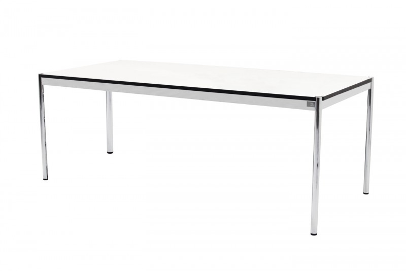 USM Haller Schreibtisch / Konferenztisch Kunstharz / Perlgrau / Weiß 200 x 100 cm