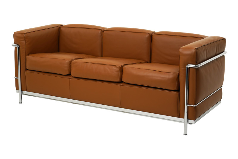 Cassina LC3 Le Corbusier 2-seater sofa leather / grey / grigio