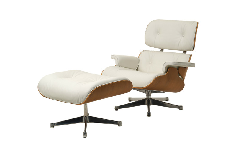 Vitra Eames Lounge Chair inkl. Ottomane Leder / Weiß
