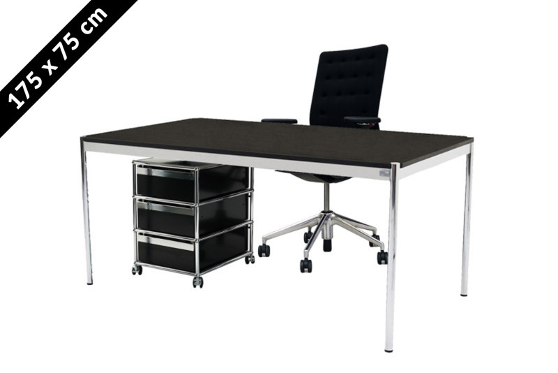 USM Haller Tisch & Rollcontainer - Vitra ID Trim - 175 x 75 cm