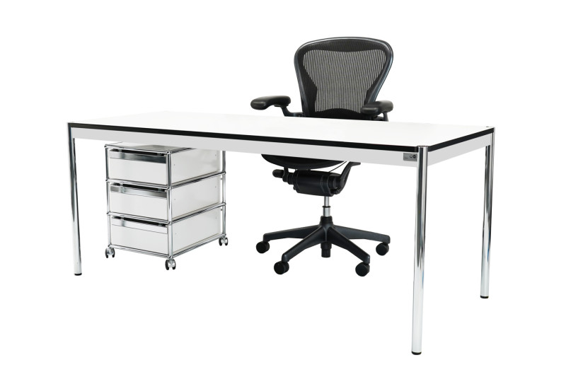 USM Haller + Herman Miller Arbeitsplatz 175 x 75 Kunstharz / Perlgrau