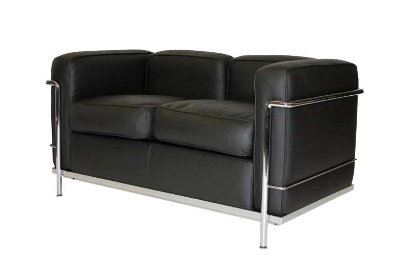 Cassina LC2 Le Corbusier 2-er Sofa Leder / Schwarz