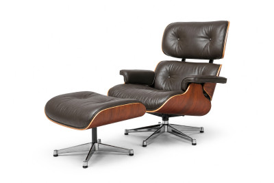 Vitra Eames Lounge Chair & Ottoman / Palisander / Leder / Braun