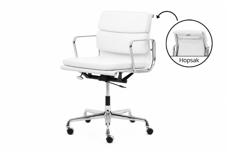Vitra Soft Pad EA 217 Bürodrehstuhl Leder / Cremeweiß