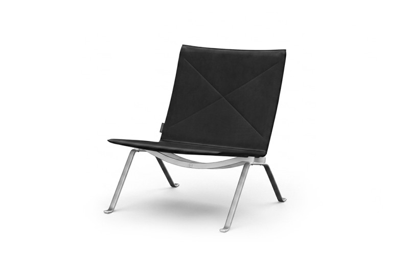 Sillón Fritz Hansen PK22 de cuero / negro