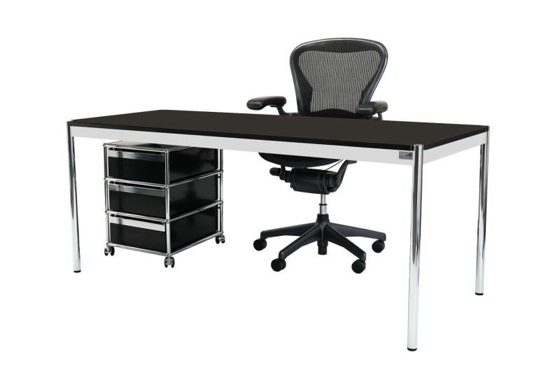 USM Haller + Herman Miller Arbeitsplatz 175 x 75 Holz / Schwarz