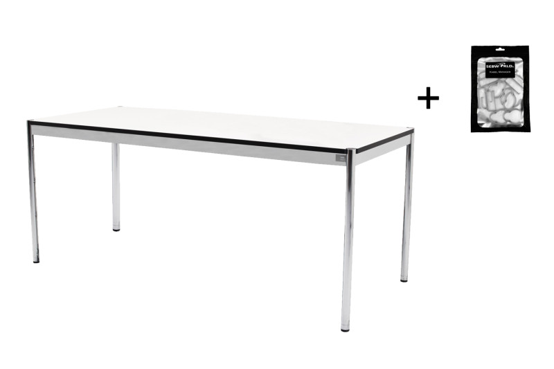 USM Haller Schreibtisch Kunstharz / Perlgrau / Weiß 175 x 75 cm
