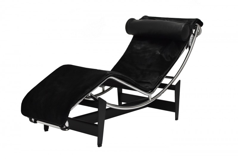 Cassina LC4 CHAISELONGUE Fourrure / Noir