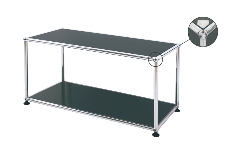 USM Haller Side Table Glass/ USM Green 50 x 50 cm