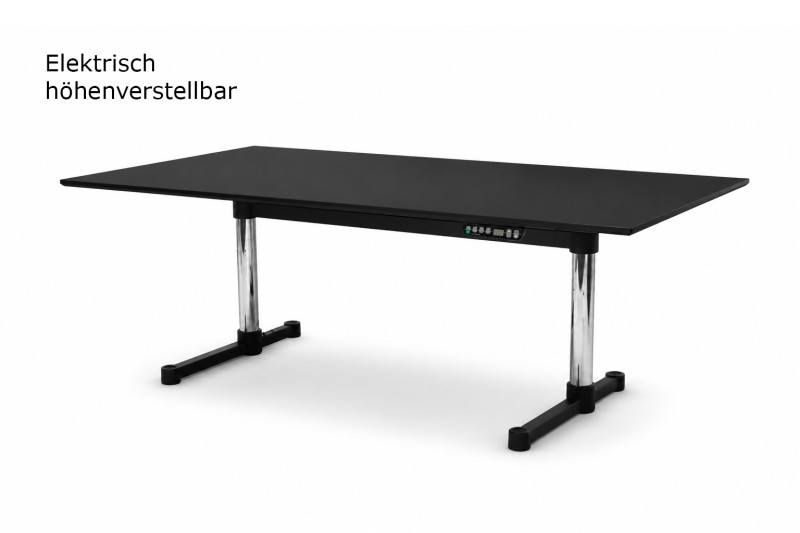 Elektrisch höhenverstellbarer Schreibtisch USM Kitos E Kunstharz / Schwarz 200 x 100 cm