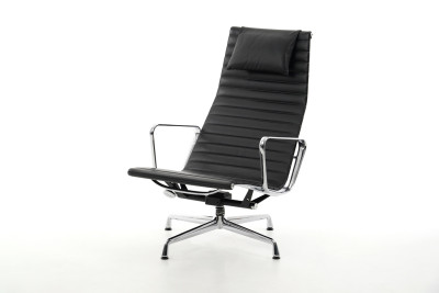 Vitra EA 124 Sessel Leder / Schwarz