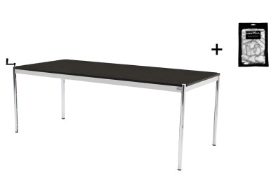 USM Haller Schreibtisch 200 x 100 cm höhenv. (bis 86 cm) Holz / Schwarz
