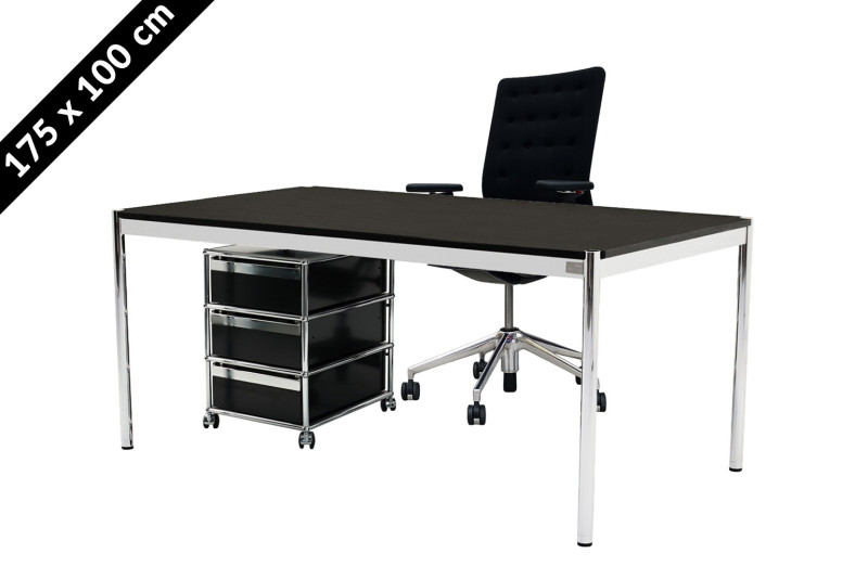 USM Haller Tisch & Rollcontainer - Vitra ID Trim - 175 x 100 cm