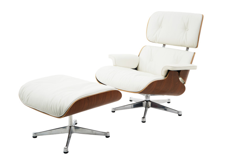 Vitra Eames Lounge Chair XL & Ottoman Leder / Weiß
