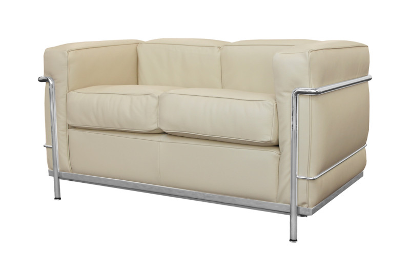 Cassina LC2 Le Corbusier Deux Places Canapé Cuir / Beige