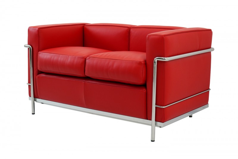 Cassina LC2 Le Corbusier Two-Seater Sofa Leather / Red