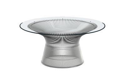 Knoll International Platner Beistelltisch Nickel / Glas Ø 91 cm