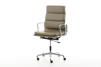 Vitra Soft Pad EA 219 Siège Pivotant de Bureau Cuir / Beige Foncé / Gris