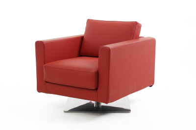 Vitra Park Swivel Armchair Piel / Rojo
