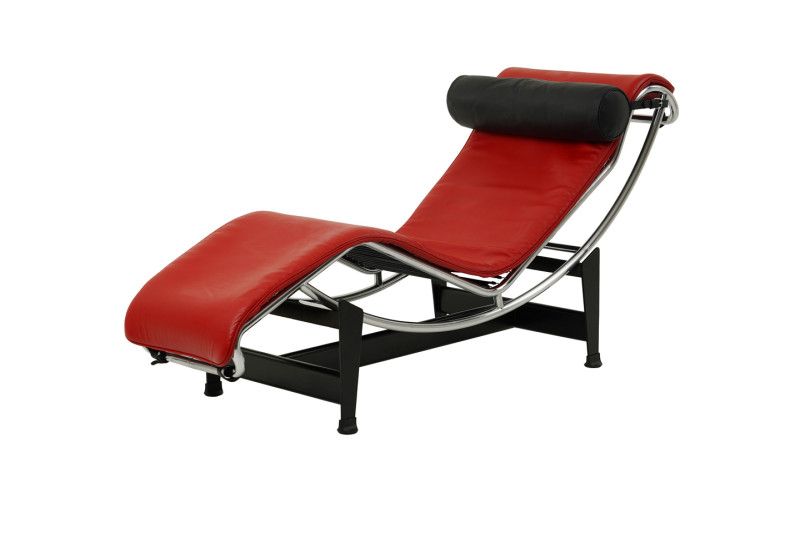 Cassina LC4 CHAISELONGUE Liege Leder / Rot / Schwarz